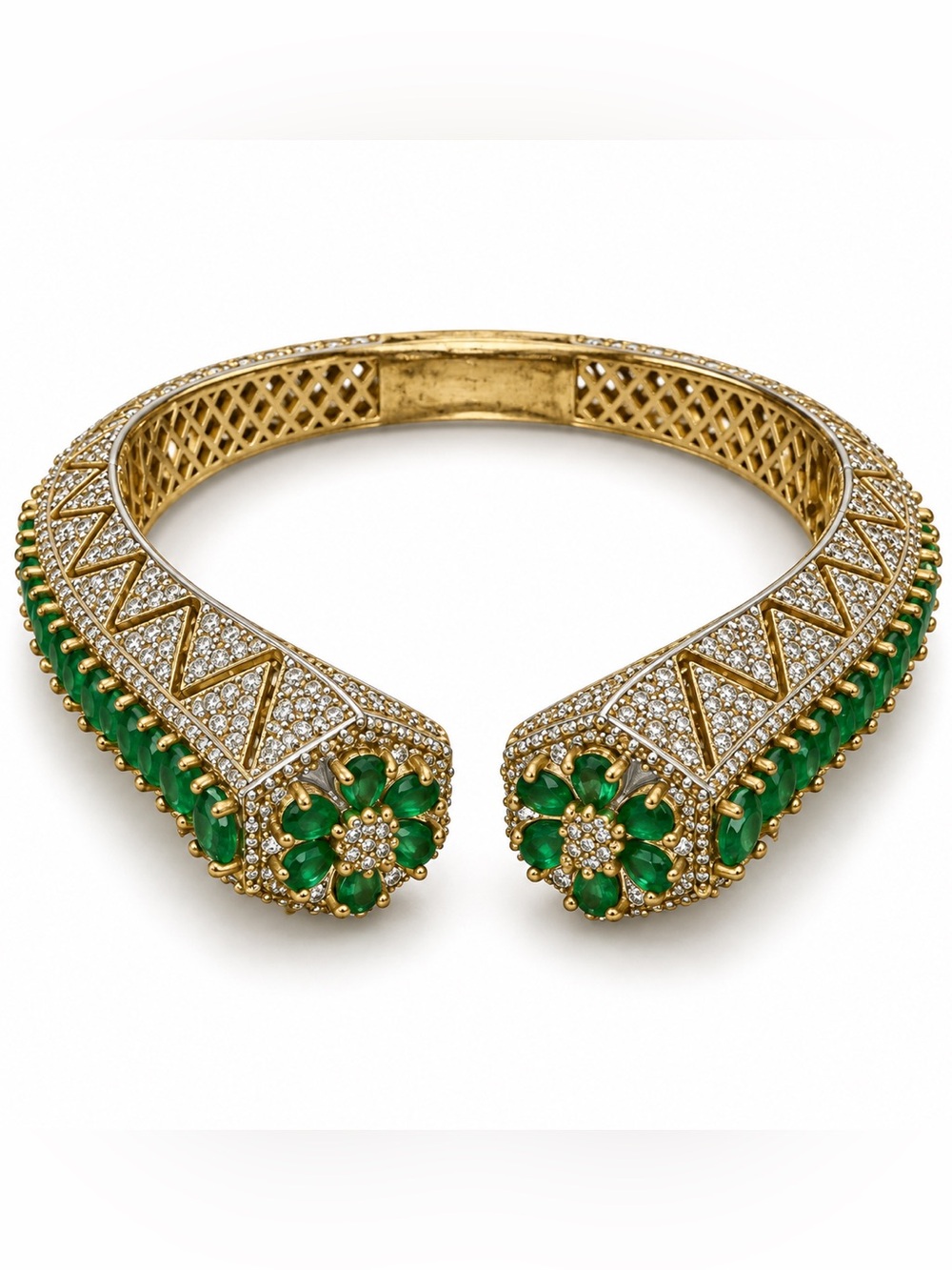 Indian Inspired Emerald Green Crystal Statement Cuff 🆕